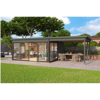 LASITA MAJA Blockbohlenhaus | Gartenhaus aus Holz | Fertighaus »Domeo«, BxHxT: 300 x 239,4 x 418 cm (Außenmaß), grün – gruen LASITA MAJA Blockbohlenhaus | Gartenhaus aus Holz | Fertighaus »Domeo«, BxHxT: 300 x 239,4 x 418 cm (Außenmaß), grün – gruen