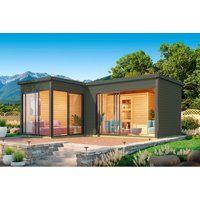 LASITA MAJA Gartenhaus »Domeo«, BxHxT: 619,6 x 250,8 x 519,6 cm (Außenmaß inkl. Dachüberstand), grüngrau – gruen LASITA MAJA Gartenhaus »Domeo«, BxHxT: 619,6 x 250,8 x 519,6 cm (Außenmaß inkl. Dachüberstand), grüngrau – gruen