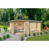 LASITA MAJA Blockbohlenhaus | Gartenhaus aus Holz | Fertighaus »Edinburgh«, BxHxT: 490,3 x 246,24 x 322,3 cm (Außenmaß inkl. Dachüberstand), naturbelassen – braun LASITA MAJA Blockbohlenhaus | Gartenhaus aus Holz | Fertighaus »Edinburgh«, BxHxT: 490,3 x 246,24 x 322,3 cm (Außenmaß inkl. Dachüberstand), naturbelassen – braun