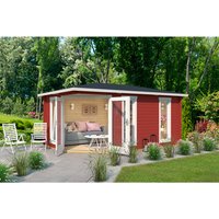 LASITA MAJA Blockbohlenhaus | Gartenhaus aus Holz | Fertighaus »Edinburgh«, BxHxT: 490,3 x 246,24 x 322,3 cm (Außenmaß inkl. Dachüberstand), rot LASITA MAJA Blockbohlenhaus | Gartenhaus aus Holz | Fertighaus »Edinburgh«, BxHxT: 490,3 x 246,24 x 322,3 cm (Außenmaß inkl. Dachüberstand), rot