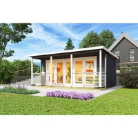 LASITA MAJA Blockbohlenhaus »Liverpool«, BxHxT: 580 x 239,4 x 430 cm (Außenmaß inkl. Dachüberstand), grau |  Holz LASITA MAJA Blockbohlenhaus »Liverpool«, BxHxT: 580 x 239,4 x 430 cm (Außenmaß inkl. Dachüberstand), grau |  Holz