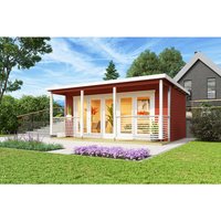 LASITA MAJA Blockbohlenhaus | Gartenhaus aus Holz | Fertighaus »Liverpool«, BxHxT: 580 x 239,4 x 430 cm (Außenmaß inkl. Dachüberstand), rot LASITA MAJA Blockbohlenhaus | Gartenhaus aus Holz | Fertighaus »Liverpool«, BxHxT: 580 x 239,4 x 430 cm (Außenmaß inkl. Dachüberstand), rot