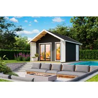 LASITA MAJA Blockbohlenhaus | Gartenhaus aus Holz | Fertighaus »Murano«, BxHxT: 448,5 x 330,6 x 520 cm (Außenmaß inkl. Dachüberstand), grau LASITA MAJA Blockbohlenhaus | Gartenhaus aus Holz | Fertighaus »Murano«, BxHxT: 448,5 x 330,6 x 520 cm (Außenmaß inkl. Dachüberstand), grau