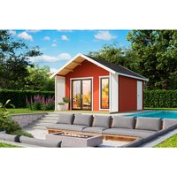 LASITA MAJA Blockbohlenhaus | Gartenhaus aus Holz | Fertighaus »Murano«, BxHxT: 448,5 x 330,6 x 520 cm (Außenmaß inkl. Dachüberstand), rot LASITA MAJA Blockbohlenhaus | Gartenhaus aus Holz | Fertighaus »Murano«, BxHxT: 448,5 x 330,6 x 520 cm (Außenmaß inkl. Dachüberstand), rot