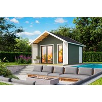 LASITA MAJA Blockbohlenhaus | Gartenhaus aus Holz | Fertighaus »Murano«, BxHxT: 448,5 x 330,6 x 520 cm (Außenmaß inkl. Dachüberstand), grün – gruen LASITA MAJA Blockbohlenhaus | Gartenhaus aus Holz | Fertighaus »Murano«, BxHxT: 448,5 x 330,6 x 520 cm (Außenmaß inkl. Dachüberstand), grün – gruen