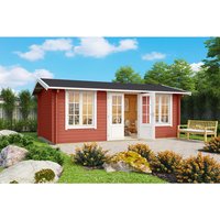 LASITA MAJA Blockbohlenhaus | Gartenhaus aus Holz | Fertighaus »Pembrokeshire«, BxHxT: 540 x 239,4 x 345,8 cm (Außenmaß inkl. Dachüberstand), rot LASITA MAJA Blockbohlenhaus | Gartenhaus aus Holz | Fertighaus »Pembrokeshire«, BxHxT: 540 x 239,4 x 345,8 cm (Außenmaß inkl. Dachüberstand), rot