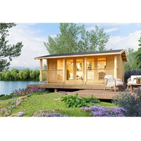 LASITA MAJA Blockbohlenhaus »Lyndhurst«, BxHxT: 610 x 244,8 x 460 cm (Außenmaß inkl. Dachüberstand), naturbelassen - braun | Holz LASITA MAJA Blockbohlenhaus »Lyndhurst«, BxHxT: 610 x 244,8 x 460 cm (Außenmaß inkl. Dachüberstand), naturbelassen - braun | Holz