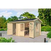 LASITA MAJA Blockbohlenhaus »Wrexham«, BxHxT: 430 x 250,8 x 283,5 cm (Außenmaß inkl. Dachüberstand), naturbelassen - braun | Holz LASITA MAJA Blockbohlenhaus »Wrexham«, BxHxT: 430 x 250,8 x 283,5 cm (Außenmaß inkl. Dachüberstand), naturbelassen - braun | Holz