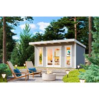 LASITA MAJA Blockbohlenhaus | Gartenhaus aus Holz | Fertighaus »Sicily«, BxHxT: 430 x 228 x 440 cm (Außenmaß inkl. Dachüberstand), grau LASITA MAJA Blockbohlenhaus | Gartenhaus aus Holz | Fertighaus »Sicily«, BxHxT: 430 x 228 x 440 cm (Außenmaß inkl. Dachüberstand), grau