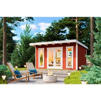 LASITA MAJA Blockbohlenhaus | Gartenhaus aus Holz | Fertighaus  »Sicily«, BxHxT: 430 x 228 x 440 cm (Außenmaß inkl. Dachüberstand), rot LASITA MAJA Blockbohlenhaus | Gartenhaus aus Holz | Fertighaus  »Sicily«, BxHxT: 430 x 228 x 440 cm (Außenmaß inkl. Dachüberstand), rot