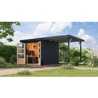 KARIBU Ferienhaus »Osterby 3 C«, BxHxT: 488 x 209 x 213 cm (Außenmaße inkl. Dachüberstand), Wandstärke 19 mm – grau | Fichte | 5,05 m² KARIBU Ferienhaus »Osterby 3 C«, BxHxT: 488 x 209 x 213 cm (Außenmaße inkl. Dachüberstand), Wandstärke 19 mm – grau | Fichte | 5,05 m²