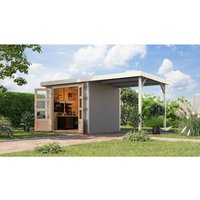 KARIBU Ferienhaus »Osterby 3 D«, BxHxT: 488,5 x 209 x 213 cm (Außenmaße inkl. Dachüberstand), Wandstärke 19 mm – grau | Fichte | 5,05 m² KARIBU Ferienhaus »Osterby 3 D«, BxHxT: 488,5 x 209 x 213 cm (Außenmaße inkl. Dachüberstand), Wandstärke 19 mm – grau | Fichte | 5,05 m²