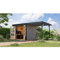 KARIBU Ferienhaus »Osterby 3 D«, BxHxT: 488 x 209 x 213 cm (Außenmaße inkl. Dachüberstand), Wandstärke 19 mm – grau | Fichte | 5,05 m² KARIBU Ferienhaus »Osterby 3 D«, BxHxT: 488 x 209 x 213 cm (Außenmaße inkl. Dachüberstand), Wandstärke 19 mm – grau | Fichte | 5,05 m²
