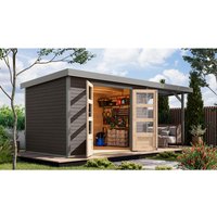 KARIBU Ferienhaus »Osterby 4 B«, BxHxT: 538 x 209 x 213 cm (Außenmaße inkl. Dachüberstand), Wandstärke 19 mm – grau | Fichte | 6,35 m² KARIBU Ferienhaus »Osterby 4 B«, BxHxT: 538 x 209 x 213 cm (Außenmaße inkl. Dachüberstand), Wandstärke 19 mm – grau | Fichte | 6,35 m²