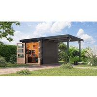 KARIBU Ferienhaus »Osterby 3 B«, BxHxT: 488,5 x 209 x 213 cm (Außenmaße inkl. Dachüberstand), Wandstärke 19 mm – grau | Fichte | 5,05 m² KARIBU Ferienhaus »Osterby 3 B«, BxHxT: 488,5 x 209 x 213 cm (Außenmaße inkl. Dachüberstand), Wandstärke 19 mm – grau | Fichte | 5,05 m²