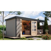 KARIBU Ferienhaus »Osterby 4 D«, BxHxT: 538 x 209 x 213 cm (Außenmaße inkl. Dachüberstand), Wandstärke 19 mm – grau | Fichte | 6,35 m² KARIBU Ferienhaus »Osterby 4 D«, BxHxT: 538 x 209 x 213 cm (Außenmaße inkl. Dachüberstand), Wandstärke 19 mm – grau | Fichte | 6,35 m²