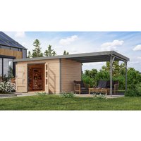 KARIBU Ferienhaus »Haby 7 A«, BxHxT: 693 x 219 x 240 cm (Außenmaße inkl. Dachüberstand), Wandstärke 28 mm – braun | Fichte | 8,6 m² KARIBU Ferienhaus »Haby 7 A«, BxHxT: 693 x 219 x 240 cm (Außenmaße inkl. Dachüberstand), Wandstärke 28 mm – braun | Fichte | 8,6 m²