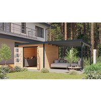 KARIBU Ferienhaus »Haby A«, Außenmaß (BxHxT): 574 x 218,5 x 271 cm, naturbelassen/anthrazit – braun | Fichte | 7 m² KARIBU Ferienhaus »Haby A«, Außenmaß (BxHxT): 574 x 218,5 x 271 cm, naturbelassen/anthrazit – braun | Fichte | 7 m²