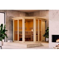 KARIBU Sauna »Riisa«, BxTxH: 210 x 210 x 202 cm, ohne Ofen , für 4 Personen – beige KARIBU Sauna »Riisa«, BxTxH: 210 x 210 x 202 cm, ohne Ofen , für 4 Personen – beige