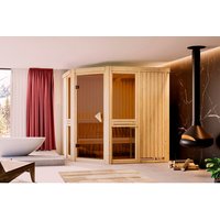 KARIBU Sauna »Pölva«, BxTxH: 196 x 196 x 198 cm, ohne Ofen , für 4 Personen – beige KARIBU Sauna »Pölva«, BxTxH: 196 x 196 x 198 cm, ohne Ofen , für 4 Personen – beige