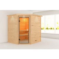 KARIBU Sauna »Kaave«, BxTxH: 224 x 184 x 191 cm, ohne Ofen , für 3 Personen – beige KARIBU Sauna »Kaave«, BxTxH: 224 x 184 x 191 cm, ohne Ofen , für 3 Personen – beige