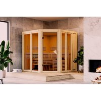 KARIBU Sauna »Riisa«, BxTxH: 196 x 196 x 198 cm, ohne Ofen , für 4 Personen – beige KARIBU Sauna »Riisa«, BxTxH: 196 x 196 x 198 cm, ohne Ofen , für 4 Personen – beige