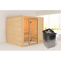 KARIBU Sauna »Pedeli«, BxTxH: 196 x 195 x 187 cm, 9 kW Ofen mit interne Steuerung , für 3 Personen – beige KARIBU Sauna »Pedeli«, BxTxH: 196 x 195 x 187 cm, 9 kW Ofen mit interne Steuerung , für 3 Personen – beige