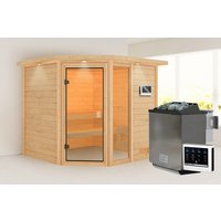 KARIBU Sauna »Halliste«, BxTxH: 224 x 210 x 191 cm, 9 kW Bio-Ofen mit externe Steuerung , für 3 Personen – beige KARIBU Sauna »Halliste«, BxTxH: 224 x 210 x 191 cm, 9 kW Bio-Ofen mit externe Steuerung , für 3 Personen – beige