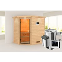 KARIBU Sauna »Ahja«, BxTxH: 224 x 159 x 191 cm, 3,6 kW Ofen mit externe Steuerung , für 2 Personen – beige KARIBU Sauna »Ahja«, BxTxH: 224 x 159 x 191 cm, 3,6 kW Ofen mit externe Steuerung , für 2 Personen – beige