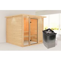 KARIBU Sauna »Pedeli«, BxTxH: 224 x 210 x 191 cm, 9 kW Ofen mit interne Steuerung , für 3 Personen – beige KARIBU Sauna »Pedeli«, BxTxH: 224 x 210 x 191 cm, 9 kW Ofen mit interne Steuerung , für 3 Personen – beige