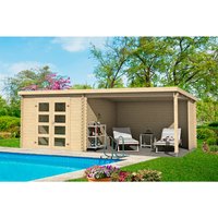 LASITA MAJA Blockbohlenhaus »Novia«, BxHxT: 620 x 211 x 308,9 cm (Außenmaß inkl. Dachüberstand), naturbelassen – braun | Holz LASITA MAJA Blockbohlenhaus »Novia«, BxHxT: 620 x 211 x 308,9 cm (Außenmaß inkl. Dachüberstand), naturbelassen – braun | Holz