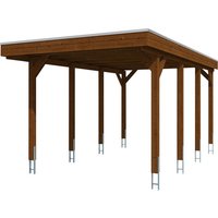 SKANHOLZ Carport »Friesland«, BxT: 314 x 555 cm, Firsthöhe: 241 cm, farbbehandelt – braun SKANHOLZ Carport »Friesland«, BxT: 314 x 555 cm, Firsthöhe: 241 cm, farbbehandelt – braun
