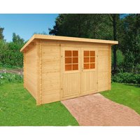 Mr. GARDENER Blockbohlenhaus »Malta 1«, Holz, BxHxT: 344 x 217 x 200 cm (Außenmaße inkl. Dachüberstand) - beige |  Fichte Mr. GARDENER Blockbohlenhaus »Malta 1«, Holz, BxHxT: 344 x 217 x 200 cm (Außenmaße inkl. Dachüberstand) - beige |  Fichte