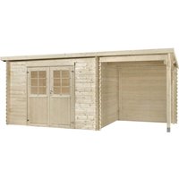 Mr. GARDENER Anbau für Blockbohlenhaus | Gartenhaus aus Holz | Fertighaus »Malta 1«, Holz – beige Mr. GARDENER Anbau für Blockbohlenhaus | Gartenhaus aus Holz | Fertighaus »Malta 1«, Holz – beige
