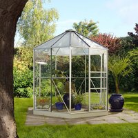 VITAVIA Gewächshaus »Juno«, 4,5 m², Kunststoff/Aluminium/ESG Glas, winterfest – silberfarben VITAVIA Gewächshaus »Juno«, 4,5 m², Kunststoff/Aluminium/ESG Glas, winterfest – silberfarben