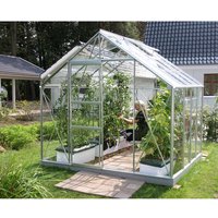 VITAVIA Gewächshaus »Merkur«, 6,7 m², Aluminium/ESG Glas, winterfest – silberfarben VITAVIA Gewächshaus »Merkur«, 6,7 m², Aluminium/ESG Glas, winterfest – silberfarben