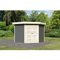 KARIBU Gartenhaus »Goldendorf«, terragrau, BxHxT: 246 x 218 x 262 cm (Außenmaße inkl. Dachüberstand) KARIBU Gartenhaus »Goldendorf«, terragrau, BxHxT: 246 x 218 x 262 cm (Außenmaße inkl. Dachüberstand)
