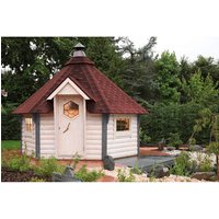 WOLFF FINNHAUS Gartenhaus »Grillkota de luxe«, Holz, BxHxT: 438 x 364 x 330 cm (Außenmaße inkl. Dachüberstand) – beige WOLFF FINNHAUS Gartenhaus »Grillkota de luxe«, Holz, BxHxT: 438 x 364 x 330 cm (Außenmaße inkl. Dachüberstand) – beige