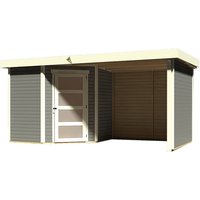 KARIBU Gartenhaus, BxT: 467 x 238 cm (Aufstellmaße), Flachdach – grau Rabatt: 16 % – 11.11 qm KARIBU Gartenhaus, BxT: 467 x 238 cm (Aufstellmaße), Flachdach – grau Rabatt: 16 % – 11.11 qm