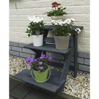 PROMADINO Blumentreppe, BxH: 50 x 56 cm, Kiefernholz, anthrazit – grau PROMADINO Blumentreppe, BxH: 50 x 56 cm, Kiefernholz, anthrazit – grau