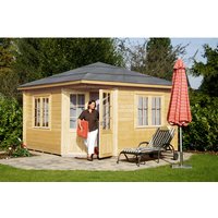 WOLFF FINNHAUS Gartenhaus »Maria«, Holz, BxHxT: 412 x 301 x 360 cm (Außenmaße) – beige WOLFF FINNHAUS Gartenhaus »Maria«, Holz, BxHxT: 412 x 301 x 360 cm (Außenmaße) – beige