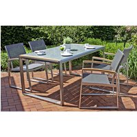 GARDEN PLEASURE Gartenmöbelset, 4 Sitzplätze, Aluminium/Glas/Kunststoff – grau GARDEN PLEASURE Gartenmöbelset, 4 Sitzplätze, Aluminium/Glas/Kunststoff – grau