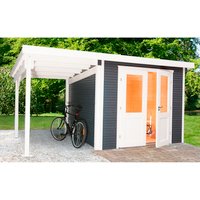 WOLFF FINNHAUS Gartenhaus »Pulti Softline«, Holz, BxHxT: 555 x 213 x 241 cm (Außenmaße) – beige WOLFF FINNHAUS Gartenhaus »Pulti Softline«, Holz, BxHxT: 555 x 213 x 241 cm (Außenmaße) – beige