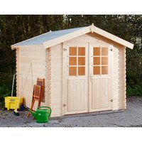 WOLFF FINNHAUS Gartenhaus »Lyon«, Holz, BxHxT: 252 x 222 x 230 cm (Außenmaße) – beige WOLFF FINNHAUS Gartenhaus »Lyon«, Holz, BxHxT: 252 x 222 x 230 cm (Außenmaße) – beige