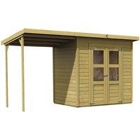KARIBU Gartenhaus »Merseburg im Set«, Holz, BxHxT: 390 x 219 x 154 cm (Außenmaße inkl. Dachüberstand) - beige KARIBU Gartenhaus »Merseburg im Set«, Holz, BxHxT: 390 x 219 x 154 cm (Außenmaße inkl. Dachüberstand) - beige