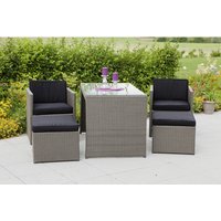 MERXX Gartenmöbelset »Merano«, 4 Sitzplätze, SicherheitsGlas/Kunststoff/Polyester, inkl. Auflagen – grau MERXX Gartenmöbelset »Merano«, 4 Sitzplätze, SicherheitsGlas/Kunststoff/Polyester, inkl. Auflagen – grau