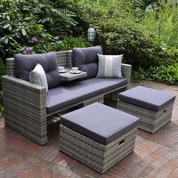 GARDEN PLEASURE Loungesofa, Kunststoff, 3-teilig – grau GARDEN PLEASURE Loungesofa, Kunststoff, 3-teilig – grau