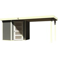 KARIBU Gartenhaus, BxT: 504.5 x 238 cm (Aufstellmaße), Flachdach – grau Rabatt: 16 % – 12.01 qm KARIBU Gartenhaus, BxT: 504.5 x 238 cm (Aufstellmaße), Flachdach – grau Rabatt: 16 % – 12.01 qm