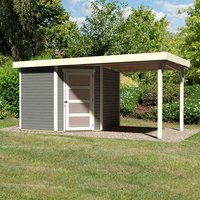 KARIBU Ferienhaus »Schwandorf 5«, Holz, BxHxT: 462 x 218 x 246 cm (Außenmaße inkl. Dachüberstand) – grau | Fichte | 5,76 m² KARIBU Ferienhaus »Schwandorf 5«, Holz, BxHxT: 462 x 218 x 246 cm (Außenmaße inkl. Dachüberstand) – grau | Fichte | 5,76 m²