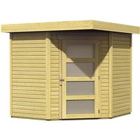 KARIBU Gartenhaus, BxT: 242 x 238 cm (Aufstellmaße), Flachdach - beige | Fichte | 4,45 m² KARIBU Gartenhaus, BxT: 242 x 238 cm (Aufstellmaße), Flachdach - beige | Fichte | 4,45 m²